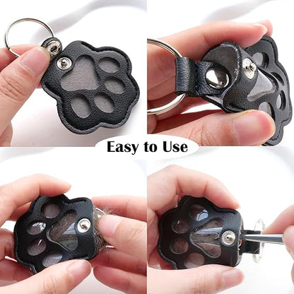 Cute leather paw print keychain made from pet cat and dog fur（BUY MORE SAVE MORE)