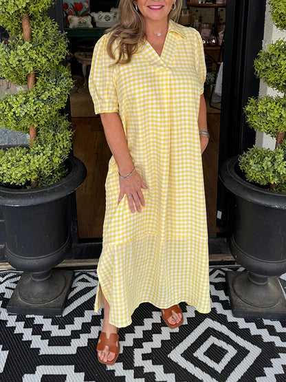 Gingham Slit Maxi Dress
