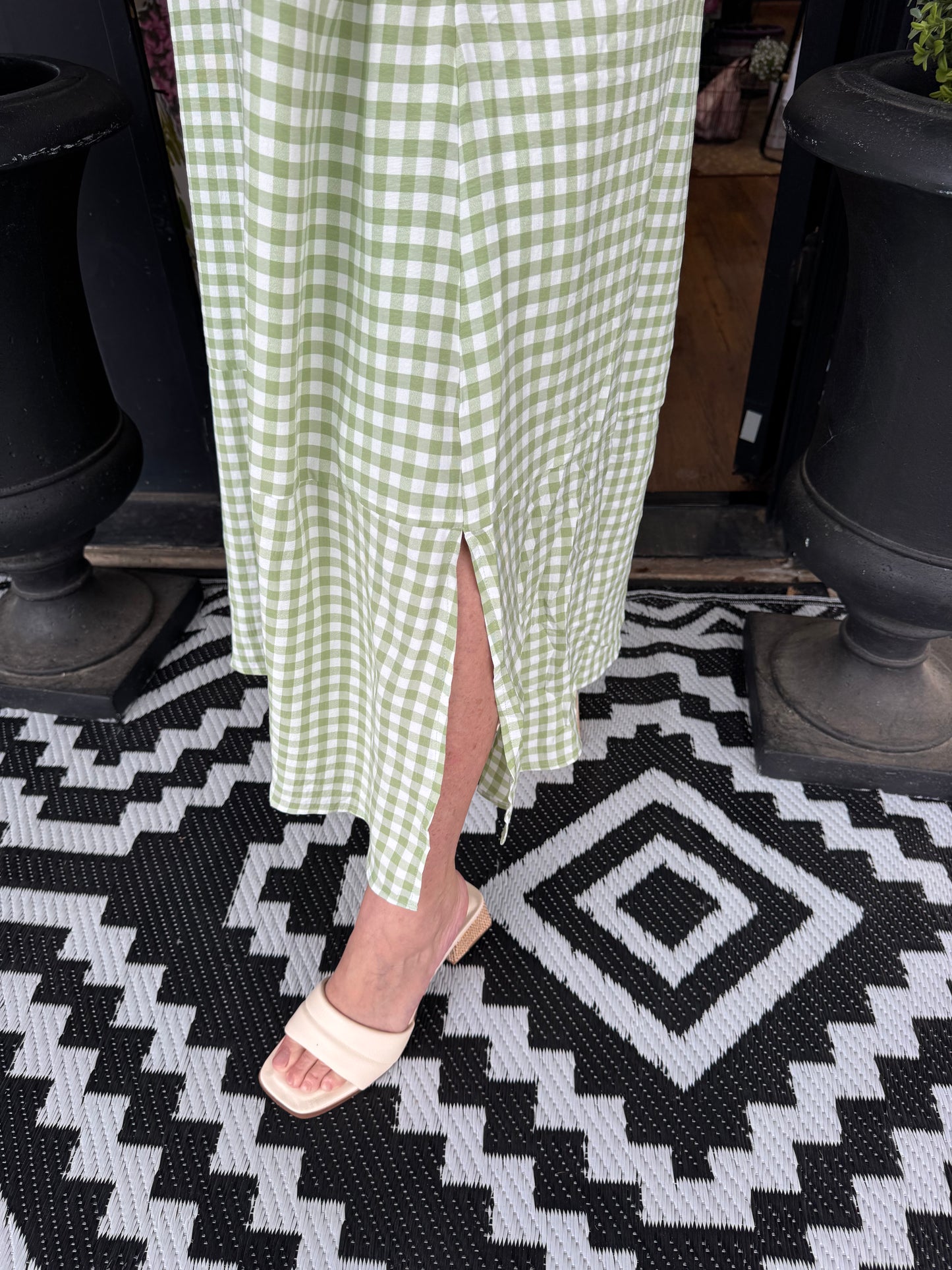 Gingham Slit Maxi Dress