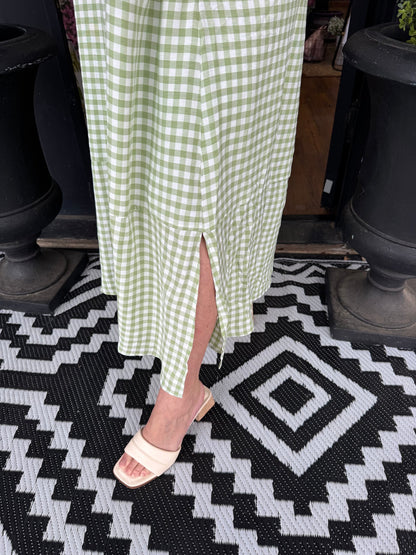 Gingham Slit Maxi Dress