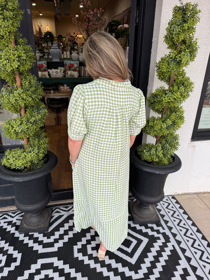 Gingham Slit Maxi Dress