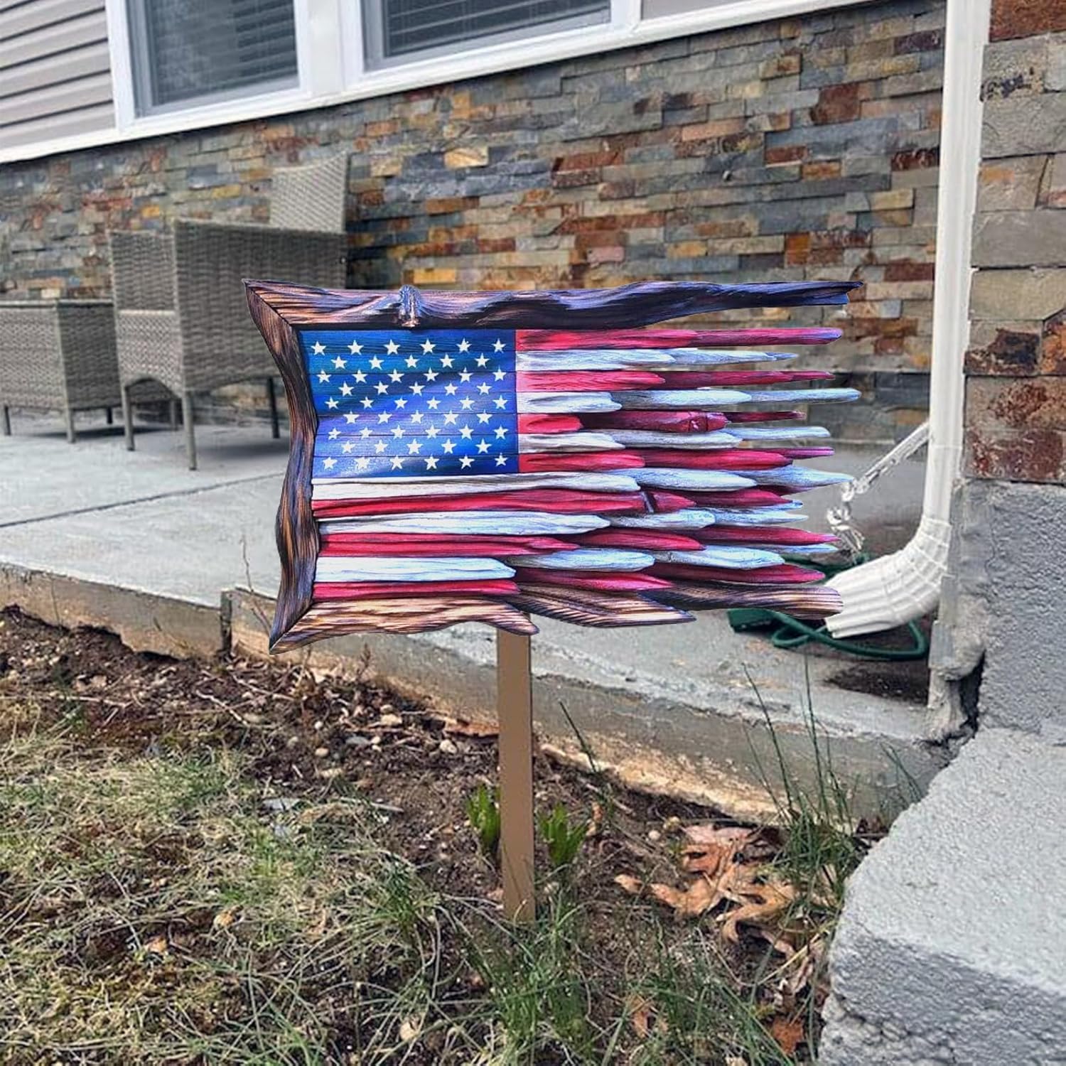 Handcrafted Driftwood American Flag Wall Art