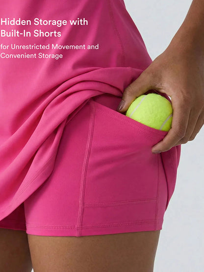 Anti-exposure sports dress (with inner shorts, removable breast pads, and pockets)