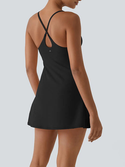 Anti-exposure sports dress (with inner shorts, removable breast pads, and pockets)