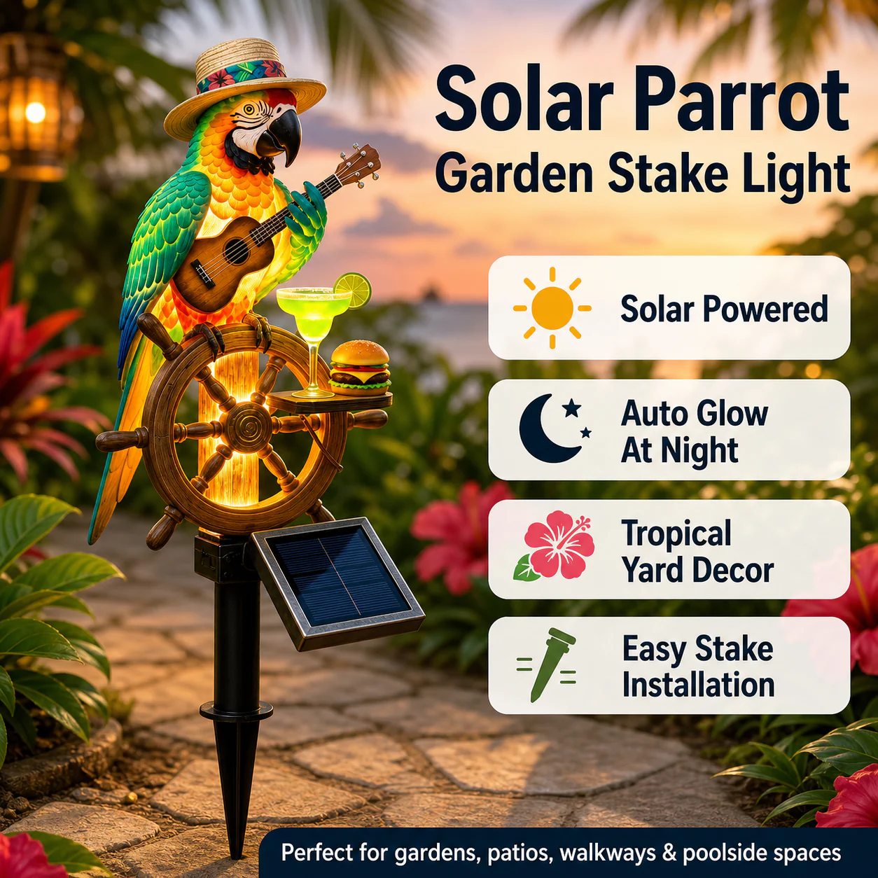 🔥Last Day 60% OFF🔥 - 🌴 Solar-Powered Parrot Garden Light – “Wastin' Away Again”