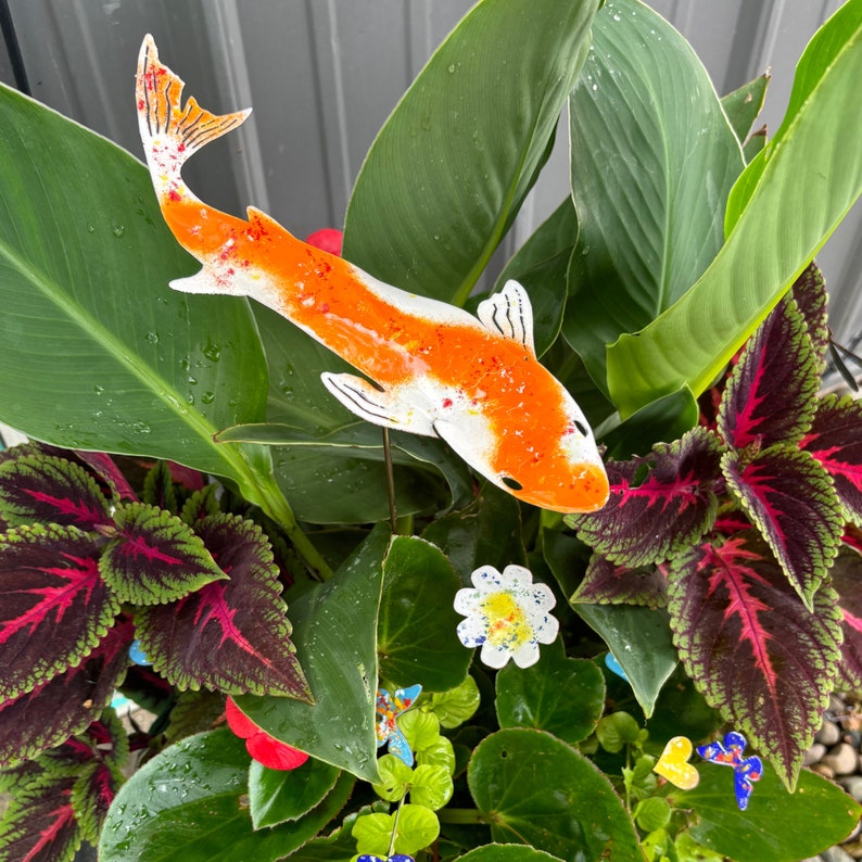 Metal Koi Garden Pile Courtyard Lawn Decor Art