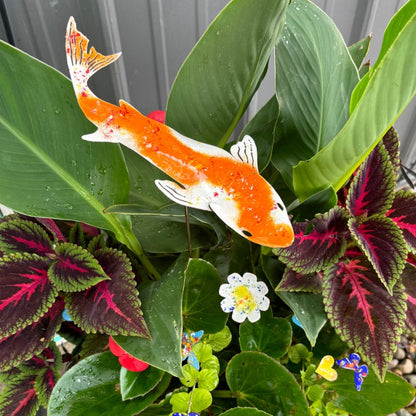 Metal Koi Garden Pile Courtyard Lawn Decor Art