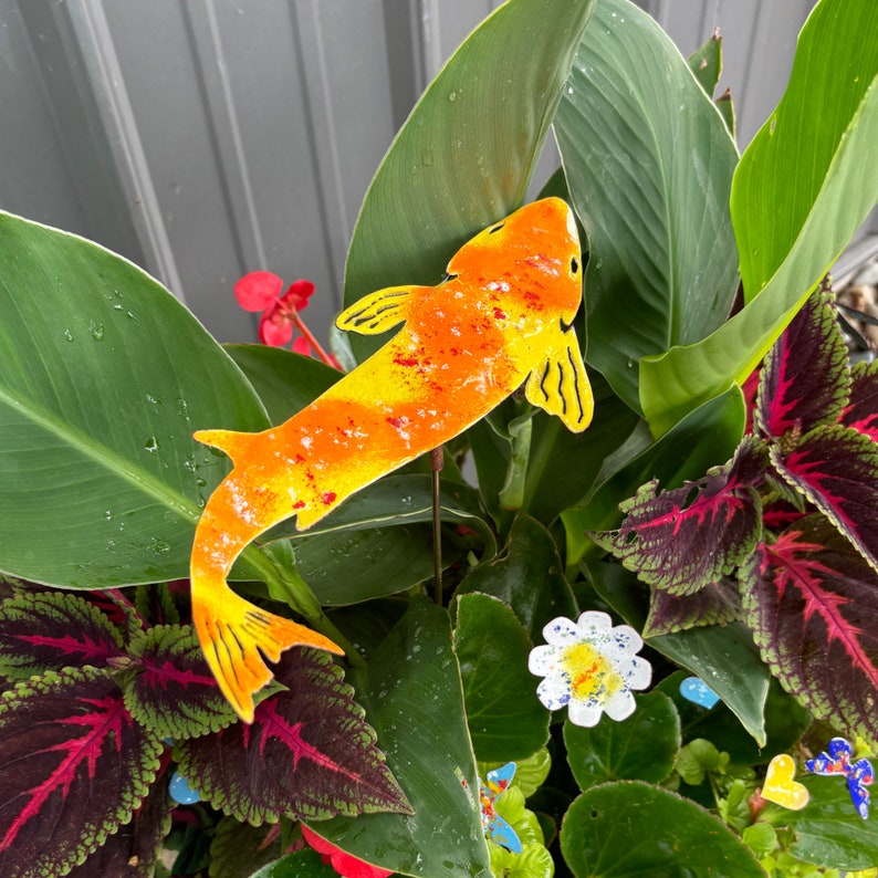 Metal Koi Garden Pile Courtyard Lawn Decor Art