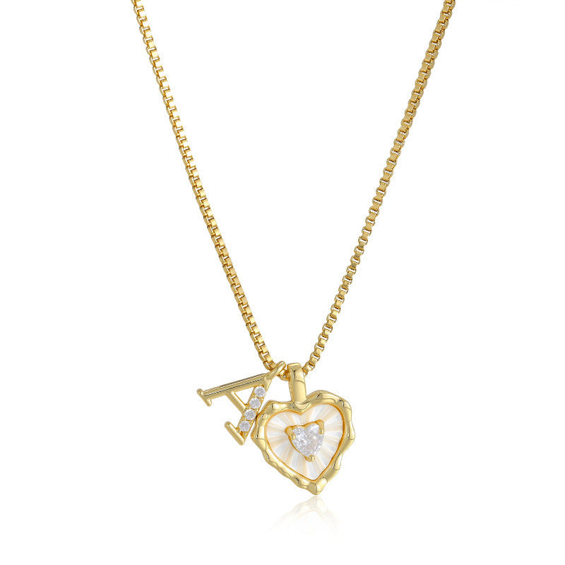 Heart-shaped mother-of-pearl initials necklace