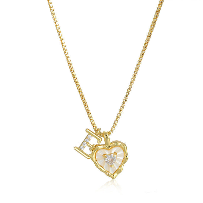 Heart-shaped mother-of-pearl initials necklace