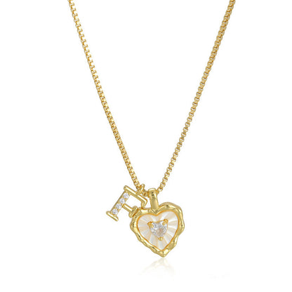 Heart-shaped mother-of-pearl initials necklace