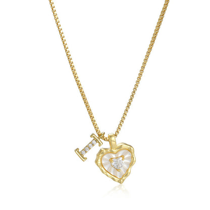 Heart-shaped mother-of-pearl initials necklace