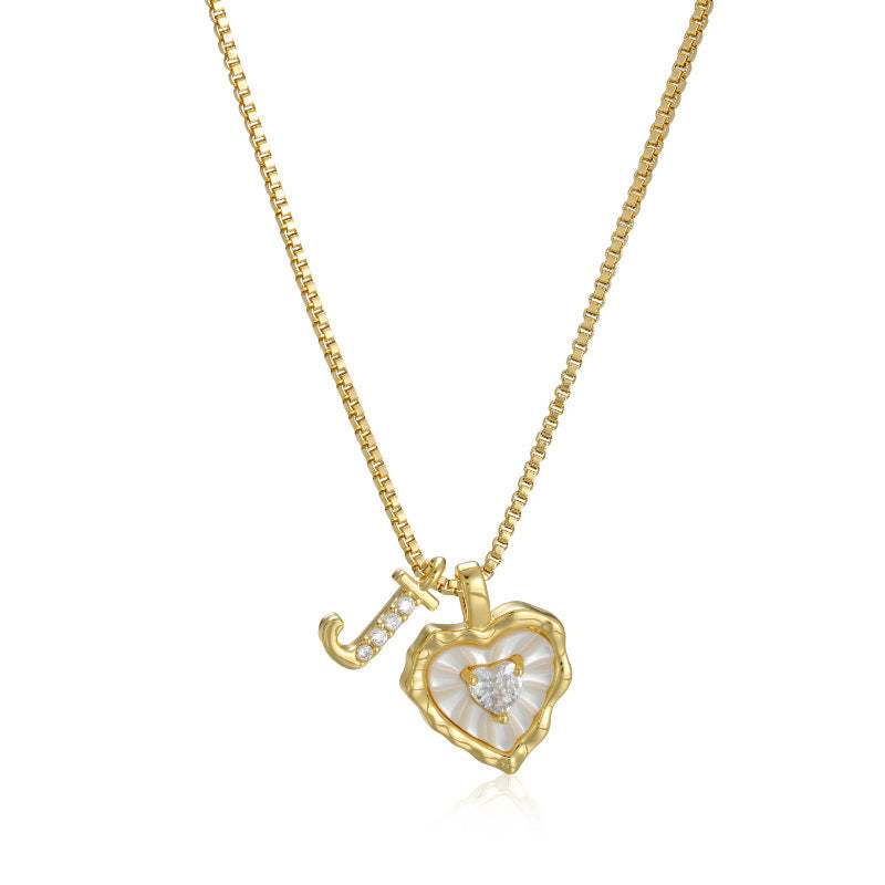 Heart-shaped mother-of-pearl initials necklace