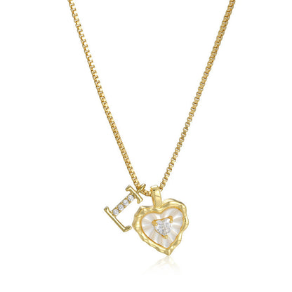 Heart-shaped mother-of-pearl initials necklace