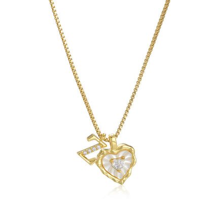 Heart-shaped mother-of-pearl initials necklace