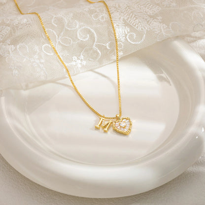 Heart-shaped mother-of-pearl initials necklace