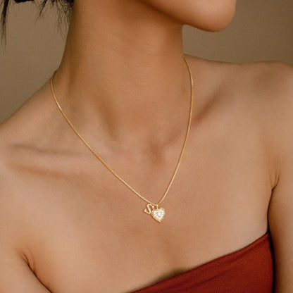Heart-shaped mother-of-pearl initials necklace