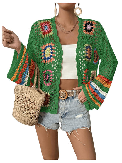 🌈 Boho Rainbow Crochet Cardigan