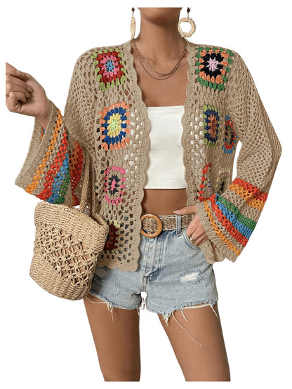 🌈 Boho Rainbow Crochet Cardigan