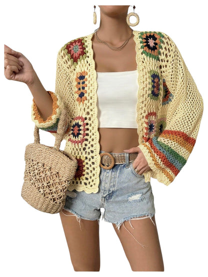 🌈 Boho Rainbow Crochet Cardigan
