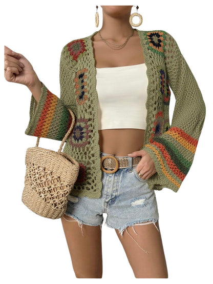 🌈 Boho Rainbow Crochet Cardigan