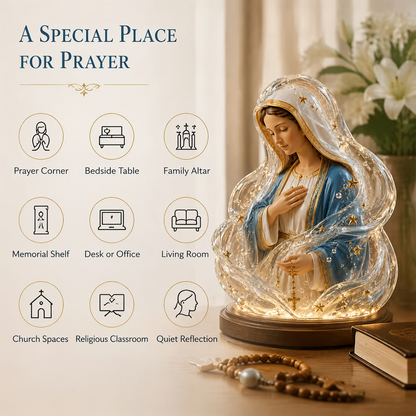 ✨ Our Lady of Starlight Illuminated Prayer Statue