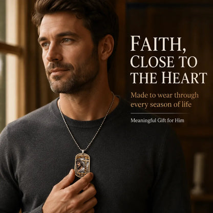 ✝️ "The Ultimate Love" Reversible Christian Dog Tag Necklace – Jesus Crucifix & Empty Tomb