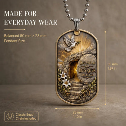 ✝️ "The Ultimate Love" Reversible Christian Dog Tag Necklace – Jesus Crucifix & Empty Tomb