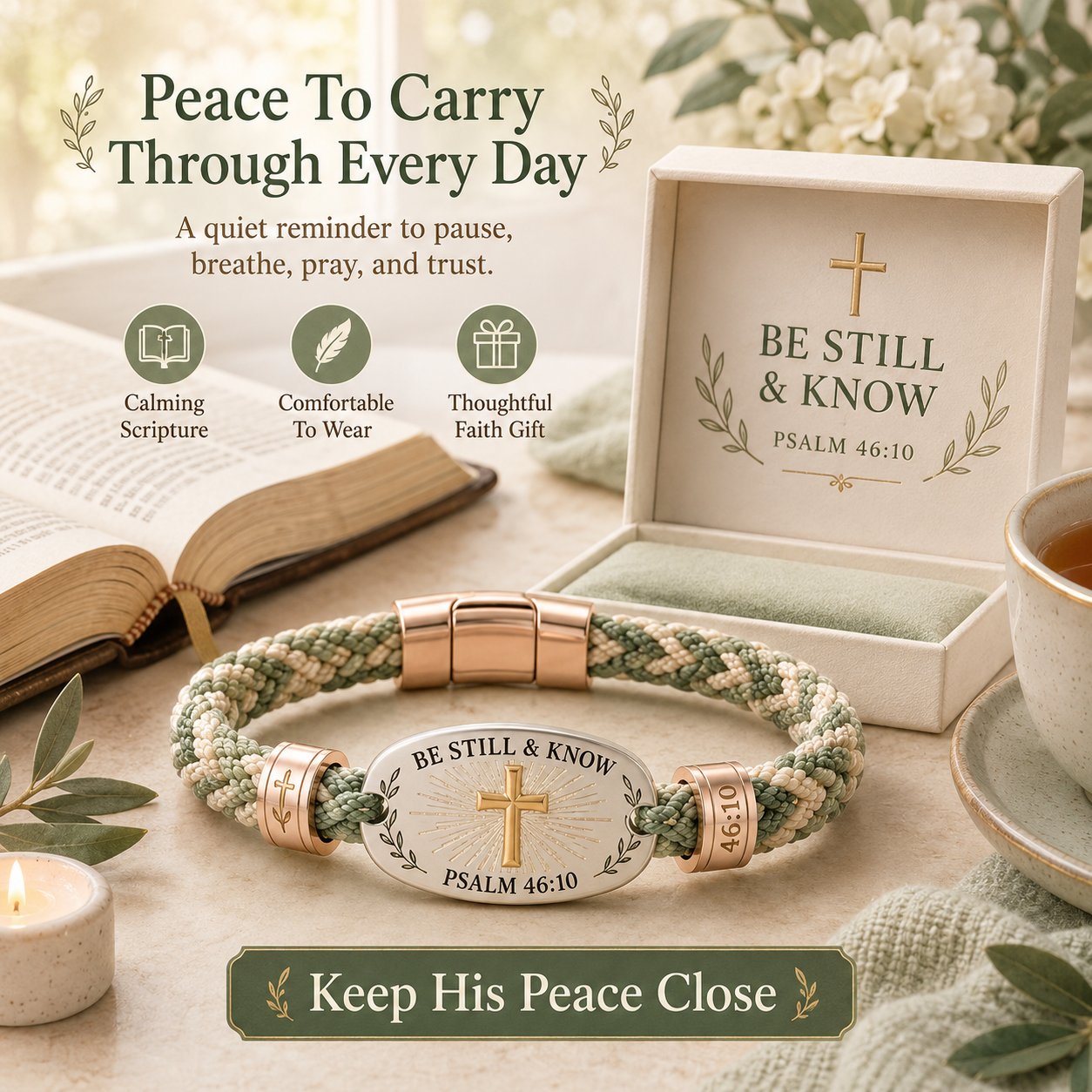 🔥 ✝️ Christian Scripture Faith Bracelet Collection | 6 Meaningful Bible Verse Designs with Raised Gold Cross & Magnetic Clasp   💗✨