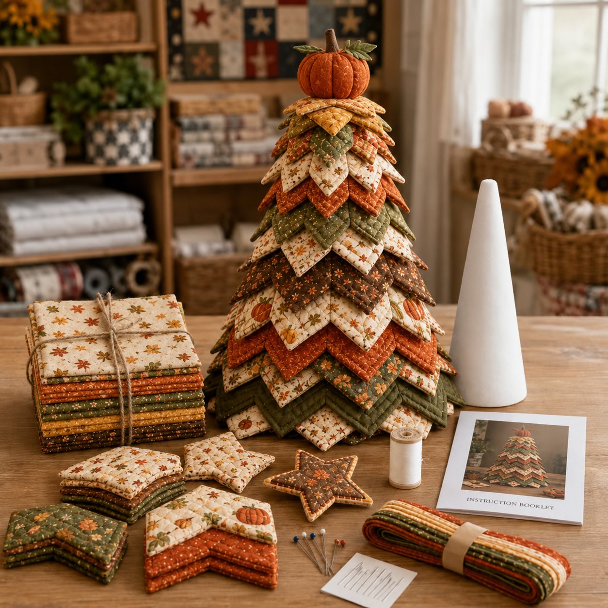 🔥LAST DAY 50% OFF - 🎄Americana Christmas Tree Quilt Kit – Easy Layered Fabric Holiday Décor for Quilting Lovers