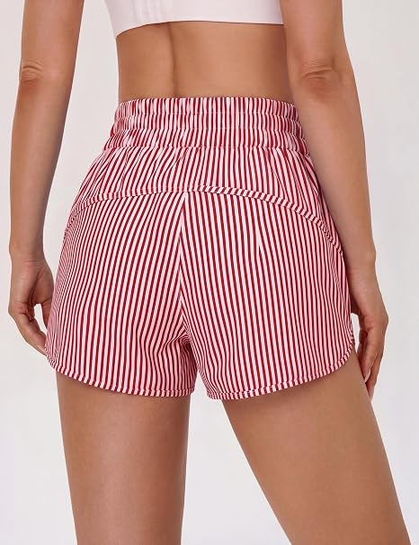 Women's striped high-waisted casual athletic shorts