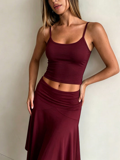 Women's sleeveless camisole top and skirt set