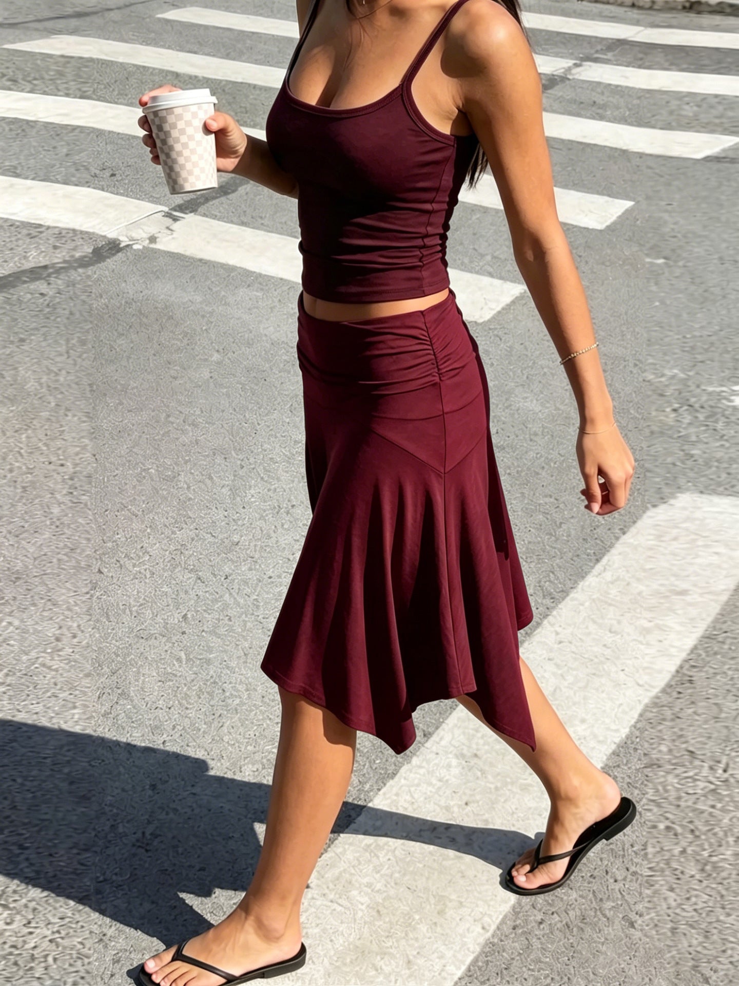 Women's sleeveless camisole top and skirt set