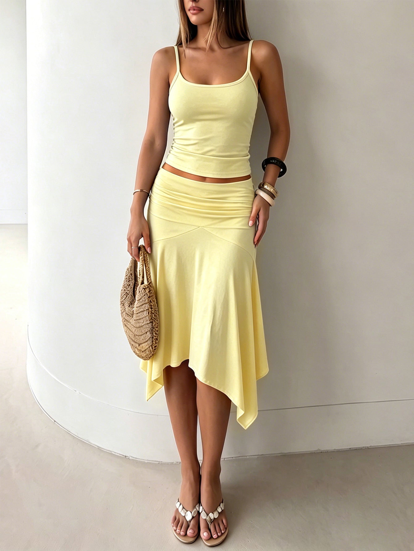 Women's sleeveless camisole top and skirt set
