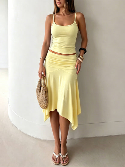 Women's sleeveless camisole top and skirt set