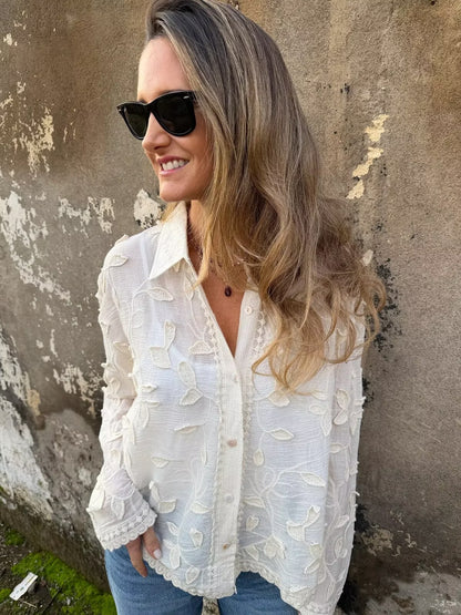Embroidered Boho Button-Up Blouse