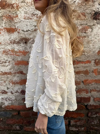 Embroidered Boho Button-Up Blouse