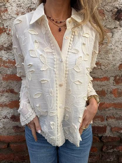 Embroidered Boho Button-Up Blouse