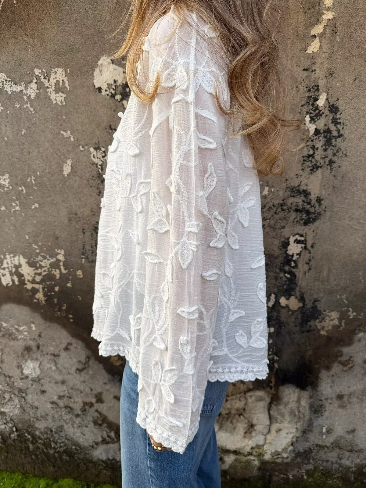 Embroidered Boho Button-Up Blouse