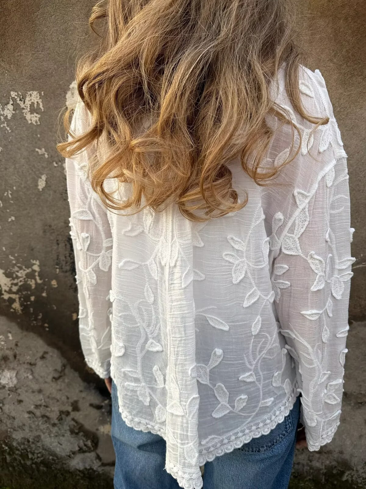 Embroidered Boho Button-Up Blouse