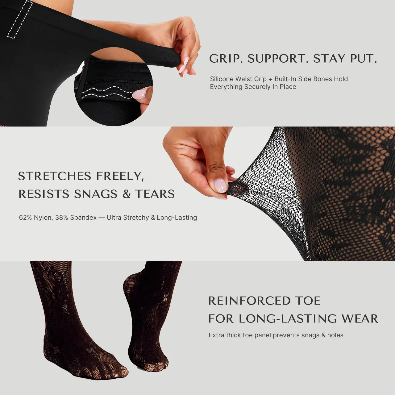 Women‘s High-Waist Shaping Tights with Floral Lace