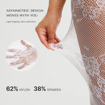 Women‘s High-Waist Shaping Tights with Floral Lace