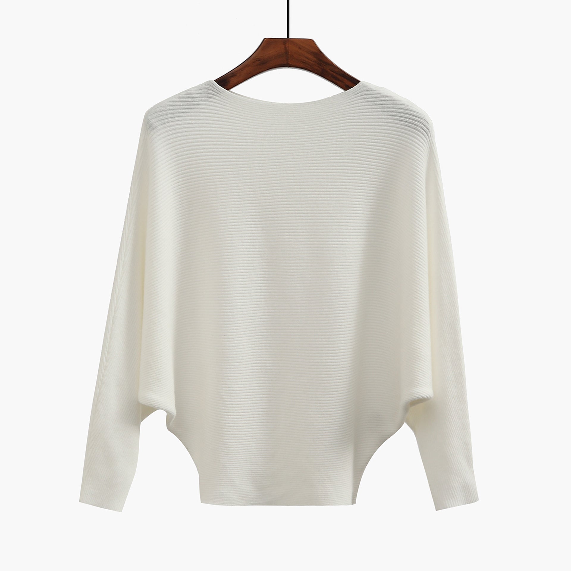 Off-the-shoulder batwing sleeve pullover ribbed loose sweater