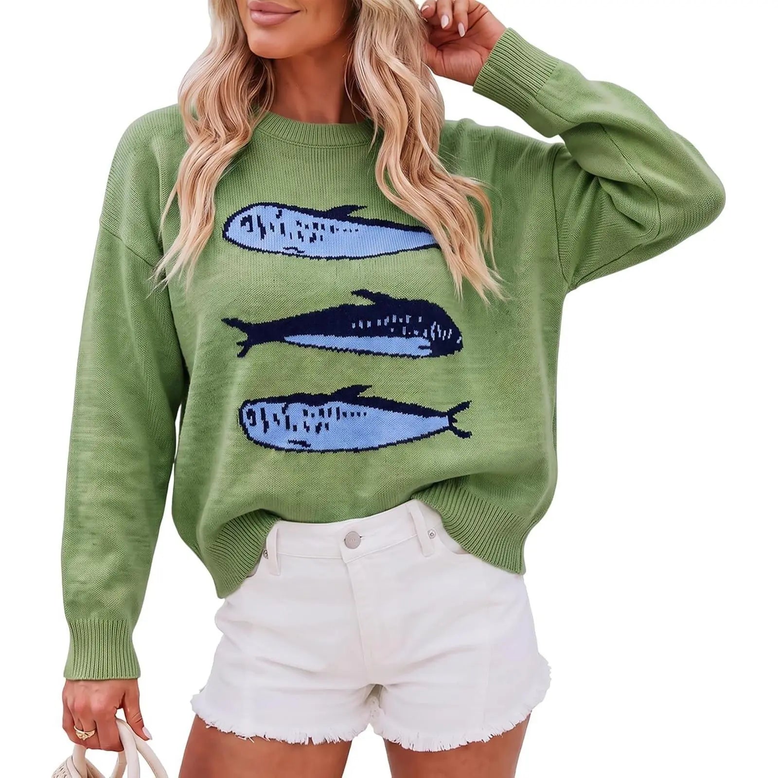 Women's Animal Print Lightweight Knit Crew Neck Long Sleeve Pullover Top for Autumn Casual Trend