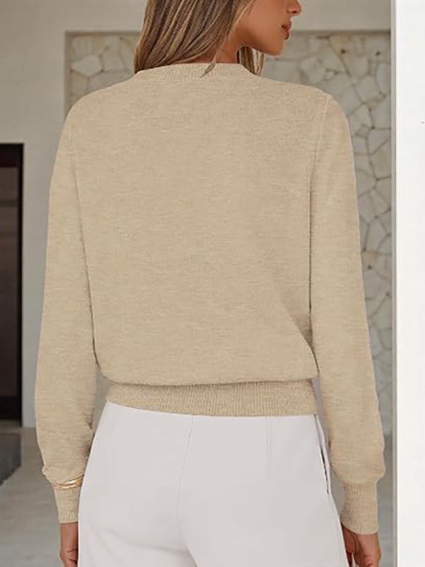 Women's Autumn Lightweight Casual Horsebit Collar Sweater