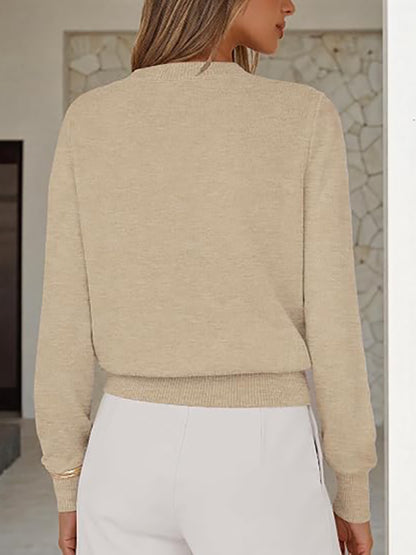 Women's Autumn Lightweight Casual Horsebit Collar Sweater