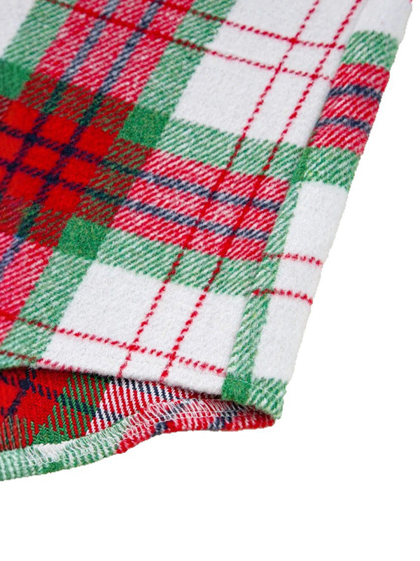 Women's Christmas plaid flannel shirt jacket with pockets