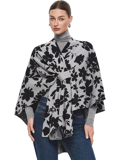 Women's Elegant Shawl Wraps Soft Open Front Poncho Sweater