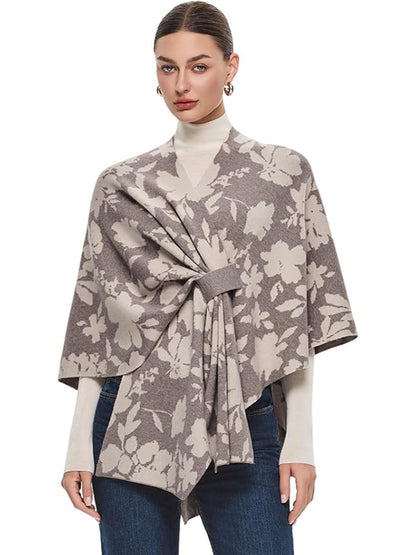 Women's Elegant Shawl Wraps Soft Open Front Poncho Sweater