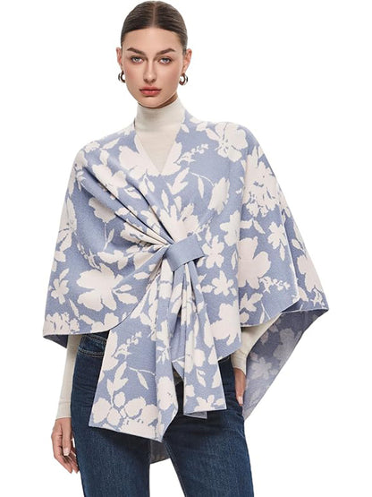 Women's Elegant Shawl Wraps Soft Open Front Poncho Sweater